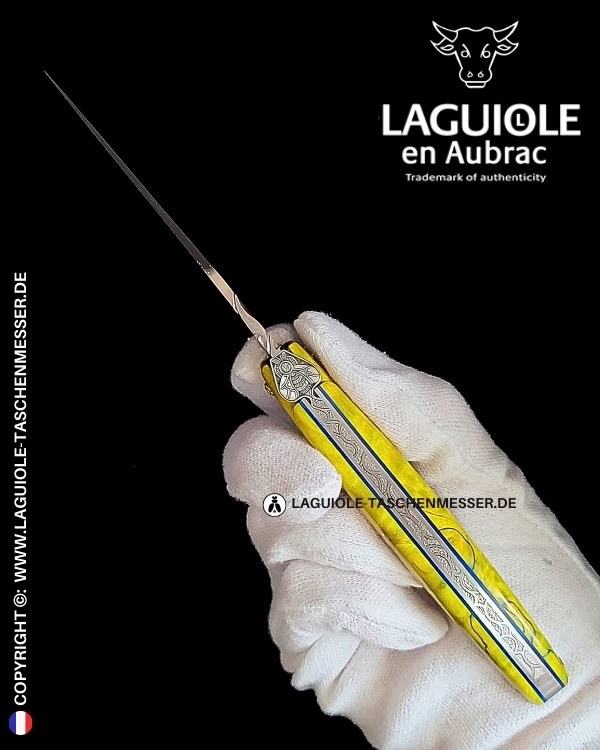 smaragdpriesterin: laguiole taschenmesser mit vollgriff aus grüner pappelmaser