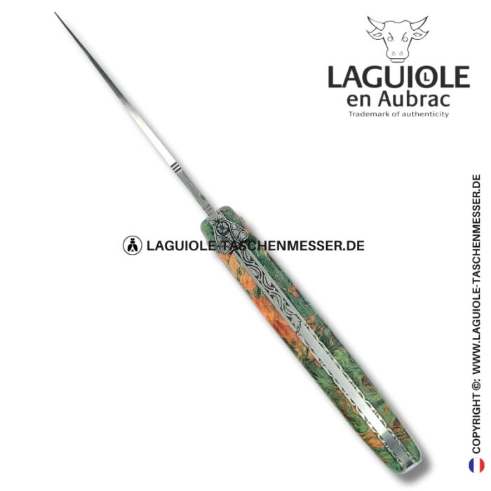 wiesenbiene: laguiole taschenmesser mit vollgriff aus zweifarbiger kastanienmaser