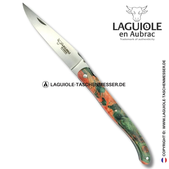 wiesenbiene: laguiole taschenmesser mit vollgriff aus zweifarbiger kastanienmaser